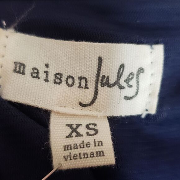 EUC Maison Jules Size XS Women's flutter sleeves Navy Horses Dress - Picture 5 of 6